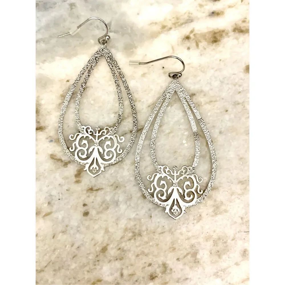 Filigree Teardrop Sterling Silver Earrings